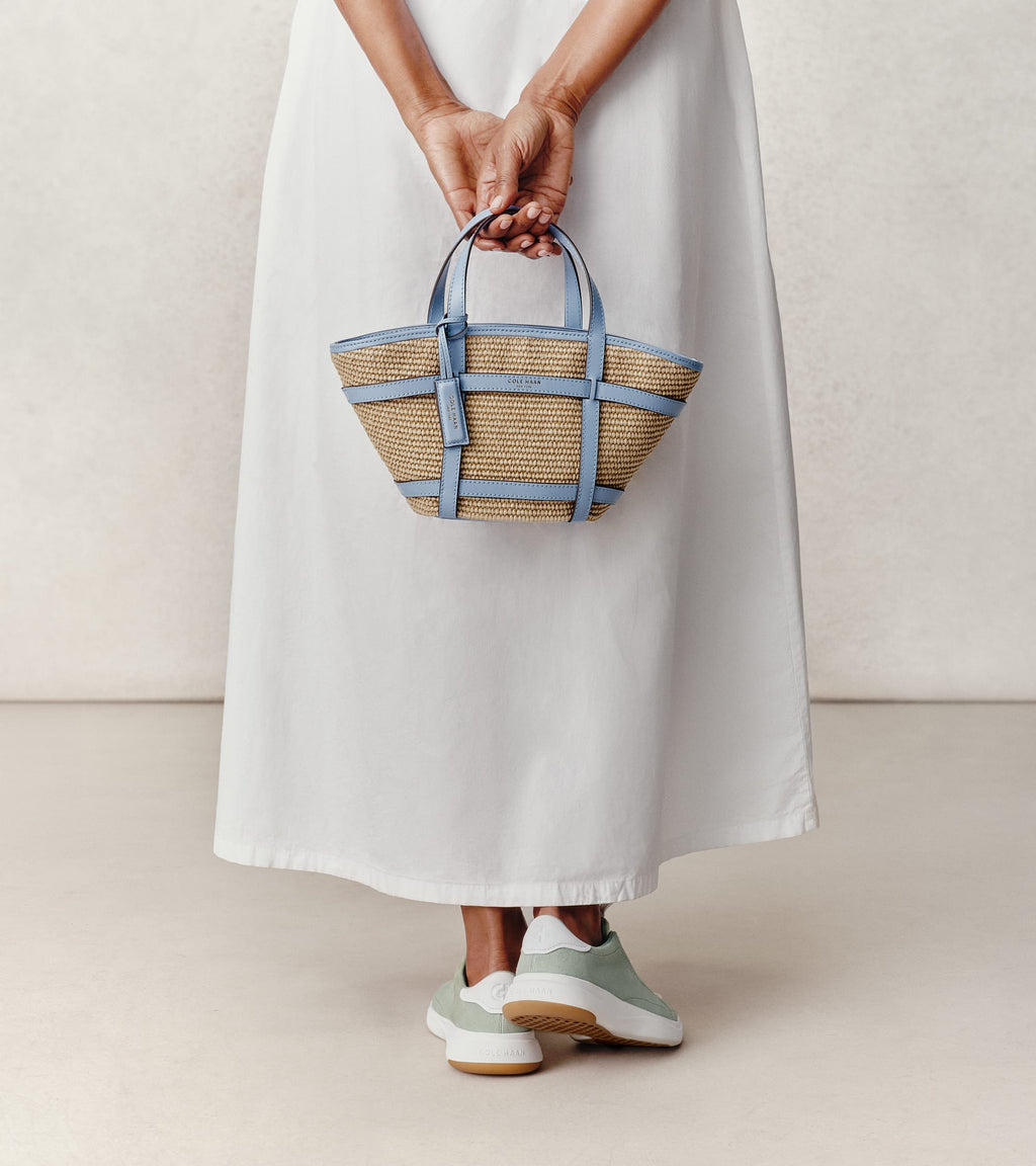 Women's Key West Tote Crossbody Bag-Natural Raffia-Hydrangea