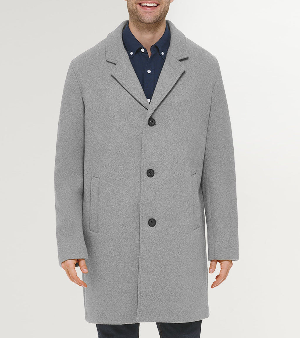 Men's Stretch Wool Top Coat-Light Grey