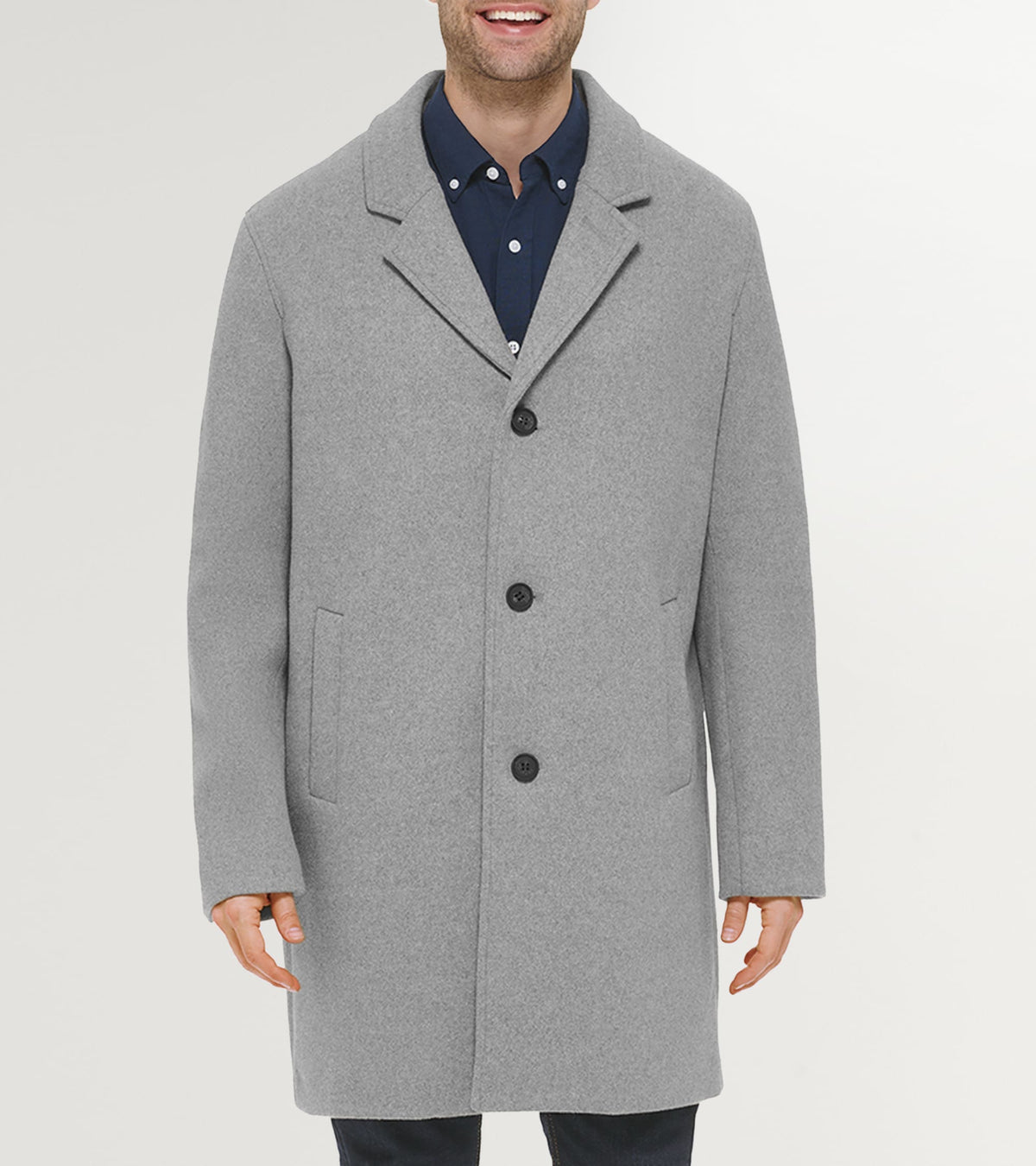 Men's Stretch Wool Top Coat-Light Grey