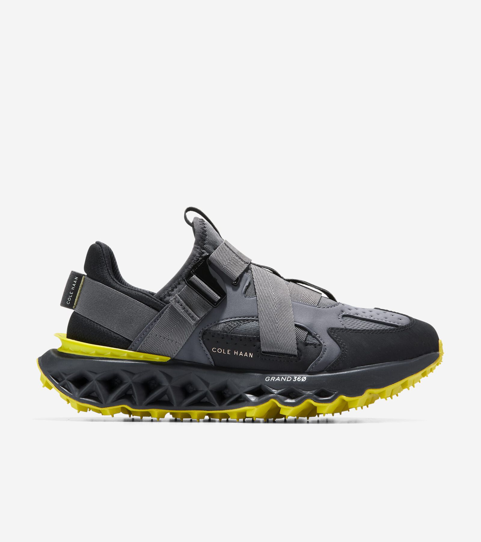 Cole Haan Men's 5.zerøgrand Monk Strap Running Shoe In Gray Pinstripe-sulphur Spring-black