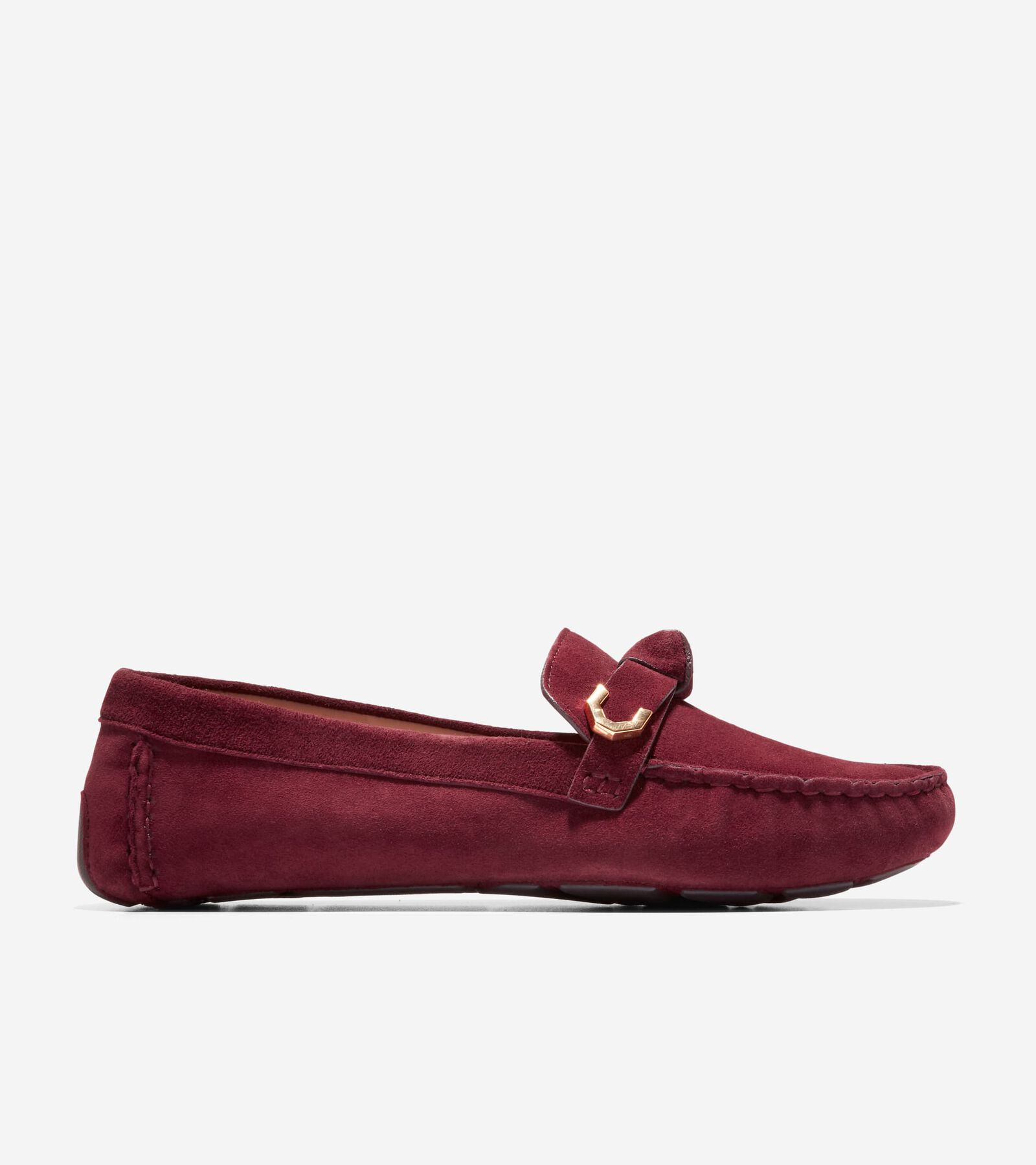 Shop Cole Haan Evelyn Bow Driver In Bloodstone Suede