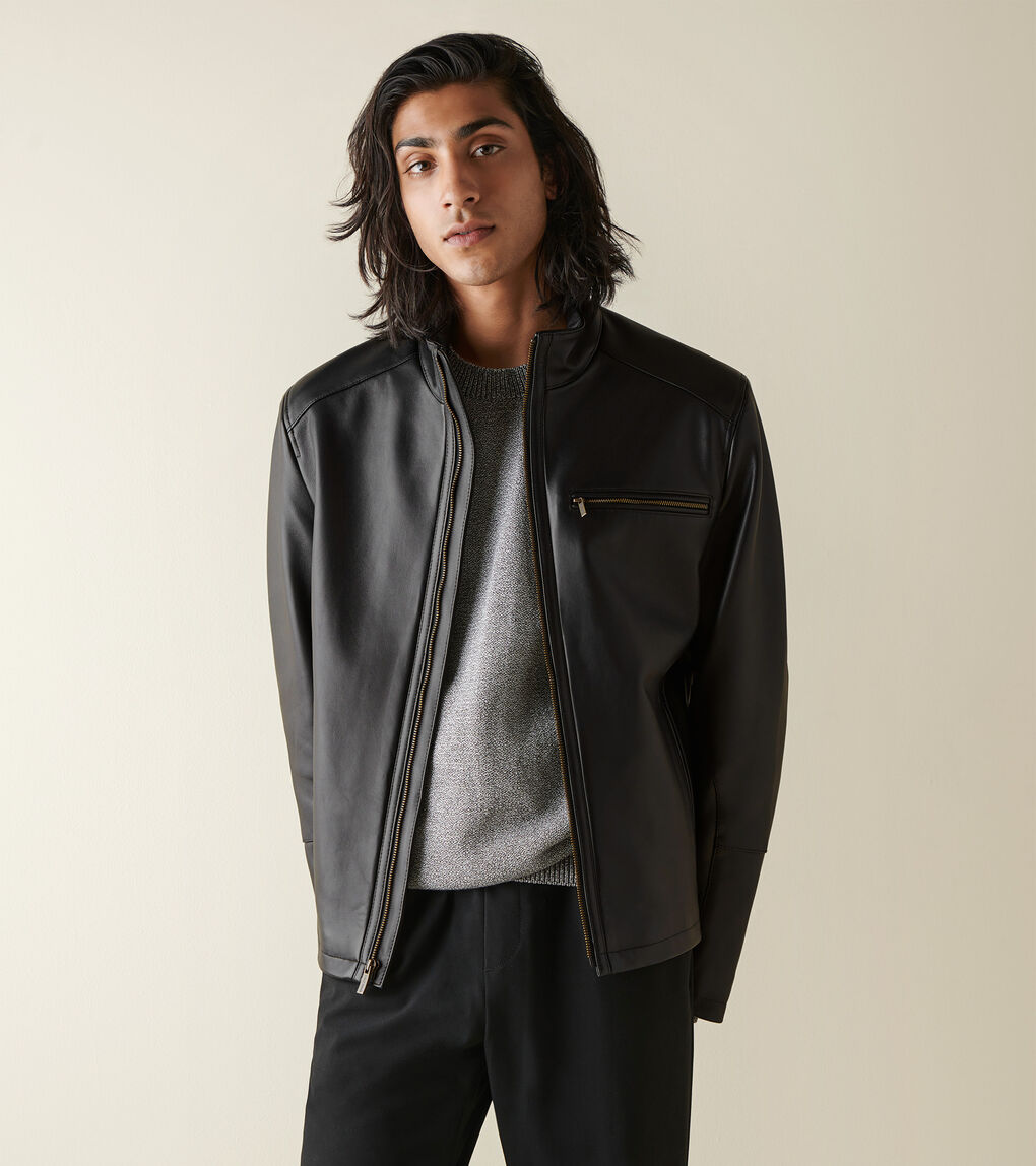 Men's Men's Smooth Leather Jacket in Black | Cole Haan