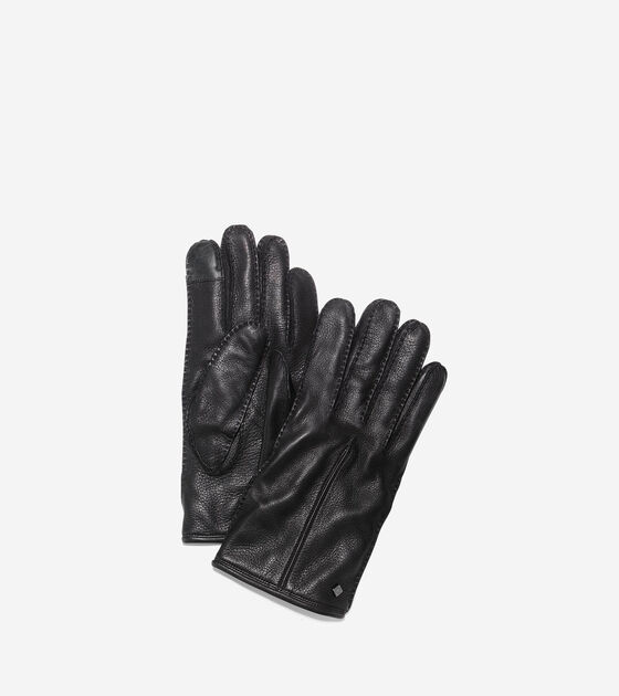 Men's Handsewn Deerskin Gloves in Black | Cole Haan