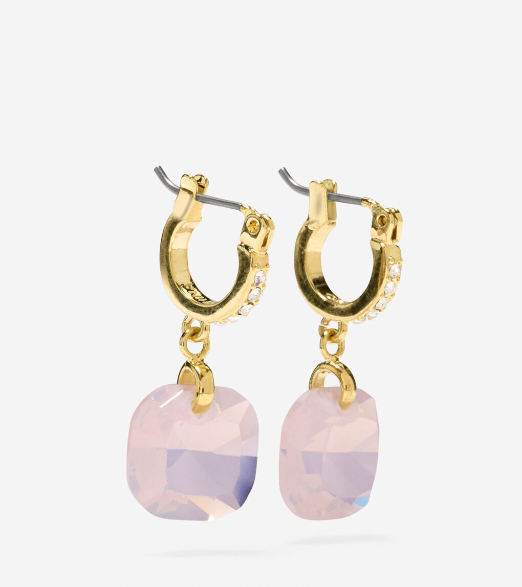 Gem Drops Square Semi-Precious Stone Huggie Earrings