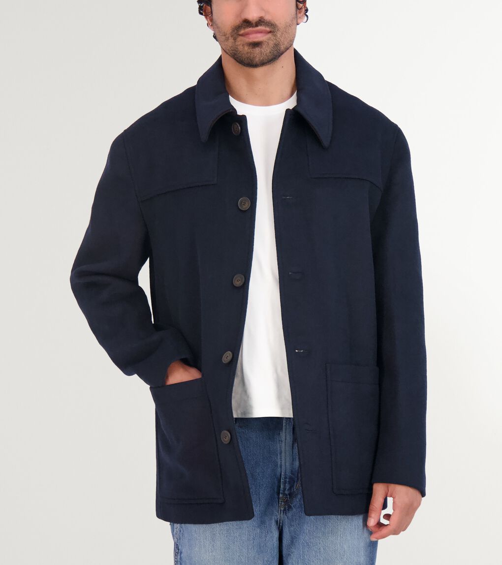Men's Wool Patch Pocket Jacket in Dark Blue | Cole Haan