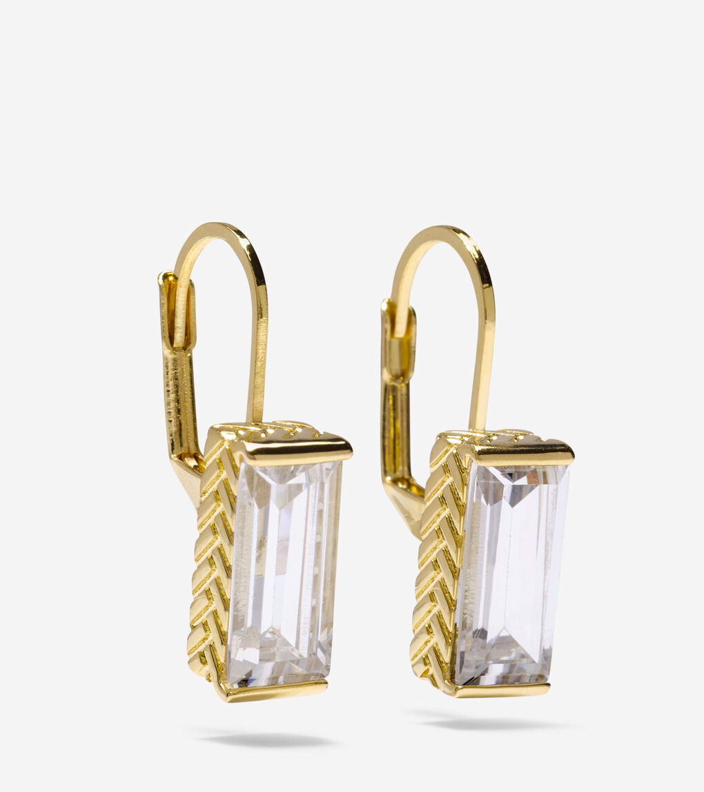 Cubic Zirconia Baguette Drop Earrings