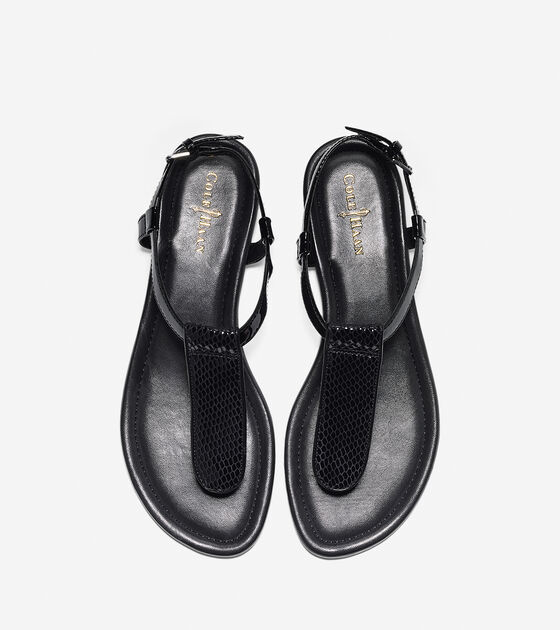 Cole Haan Molly Flat Thong in Black Patent-snake Print : ColeHaan.com