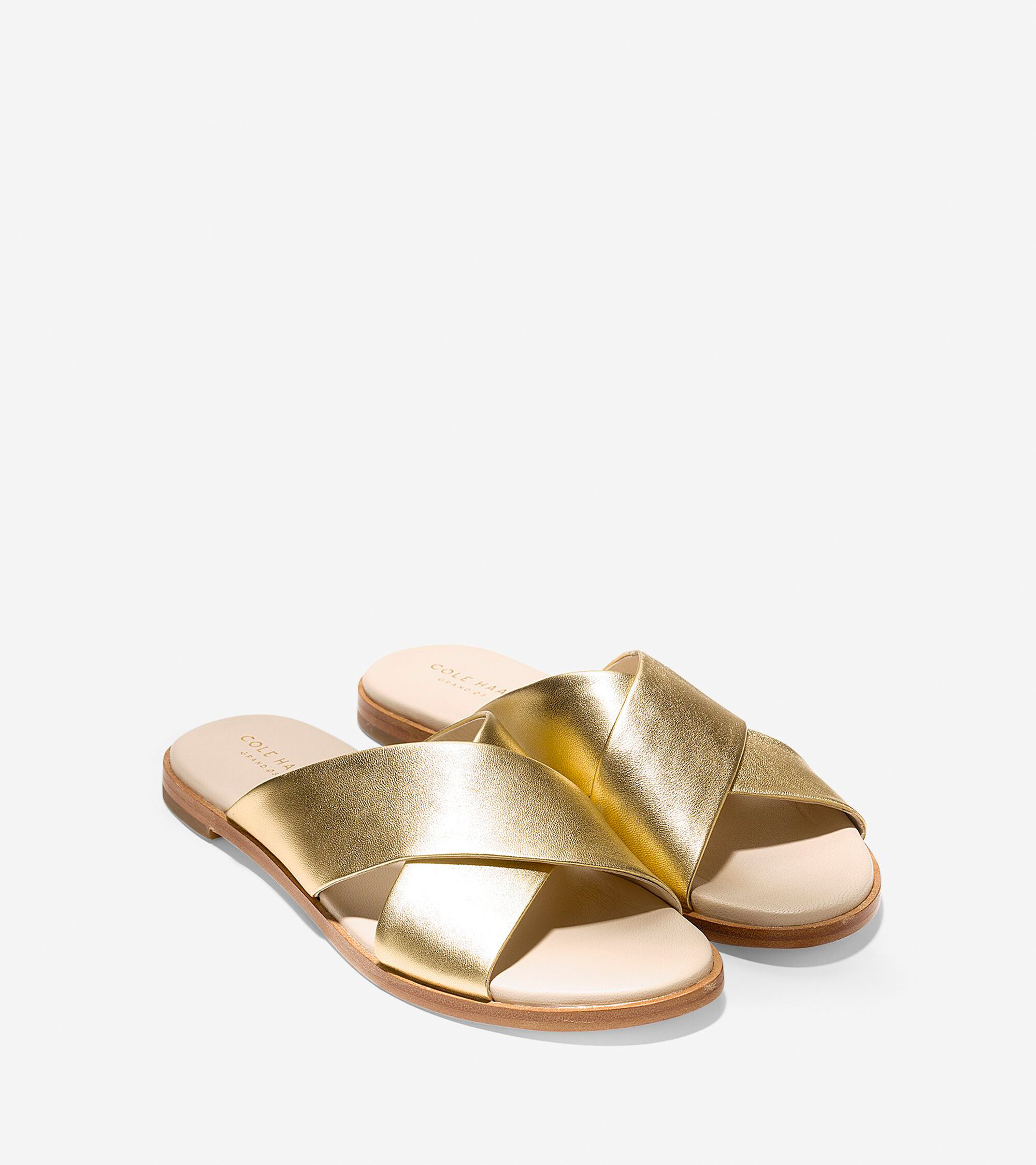 Anica Criss Cross Sandals in Gold Metallic | Cole Haan