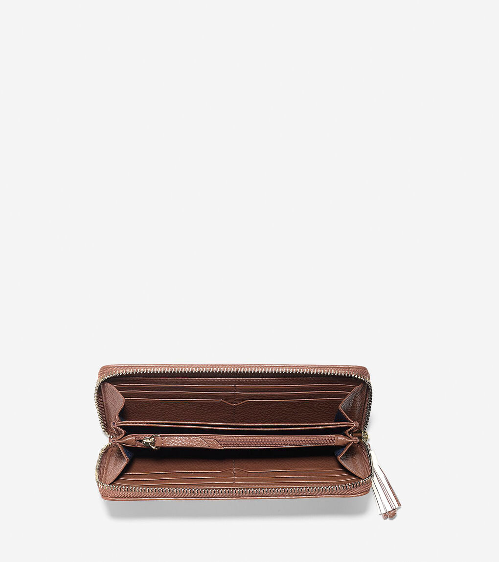 Reiley Tassel Continental Zip Wallet in White | Cole Haan