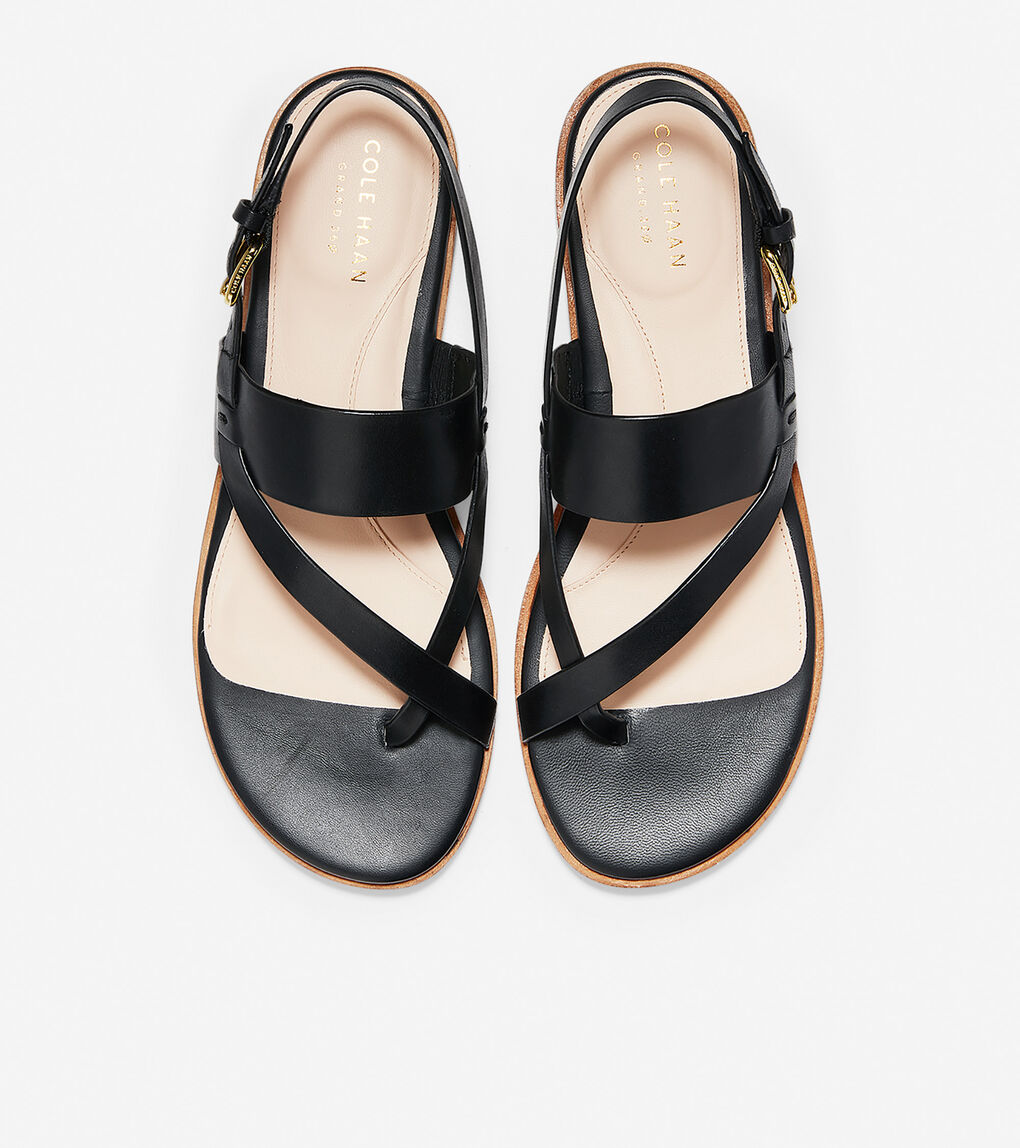 Women's Anica Thong Sandal in Black Leather | Cole Haan
