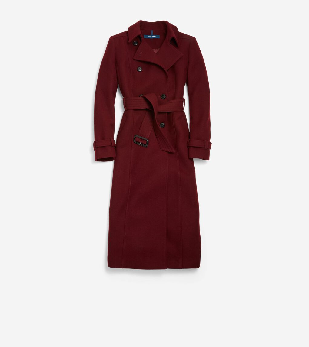 Women's Flared Trench Coat in Red | Cole Haan