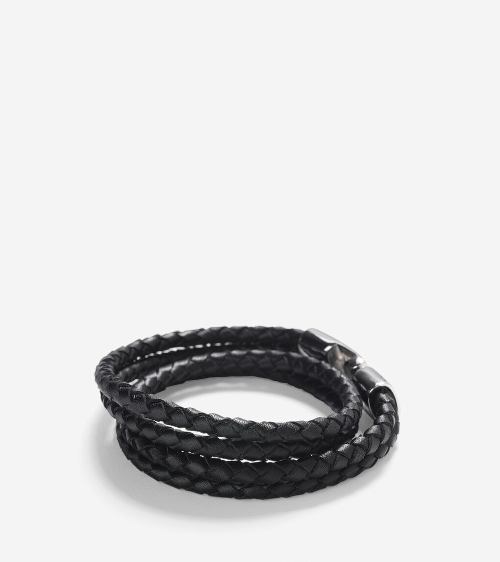Braided Leather Strap Bracelet With Magnet Closure