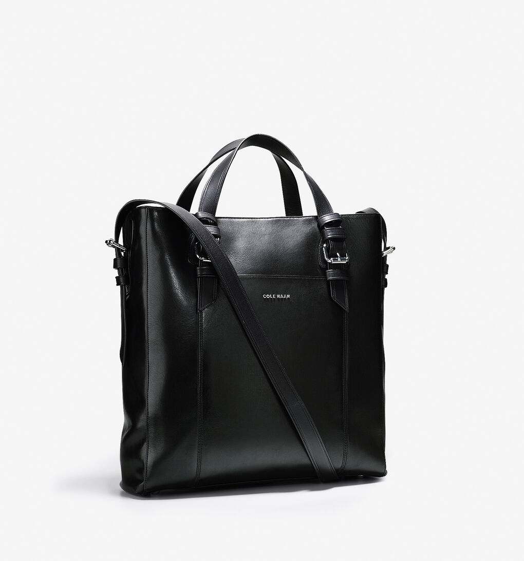 Whitman Leather North South Shopper in Black | Cole Haan