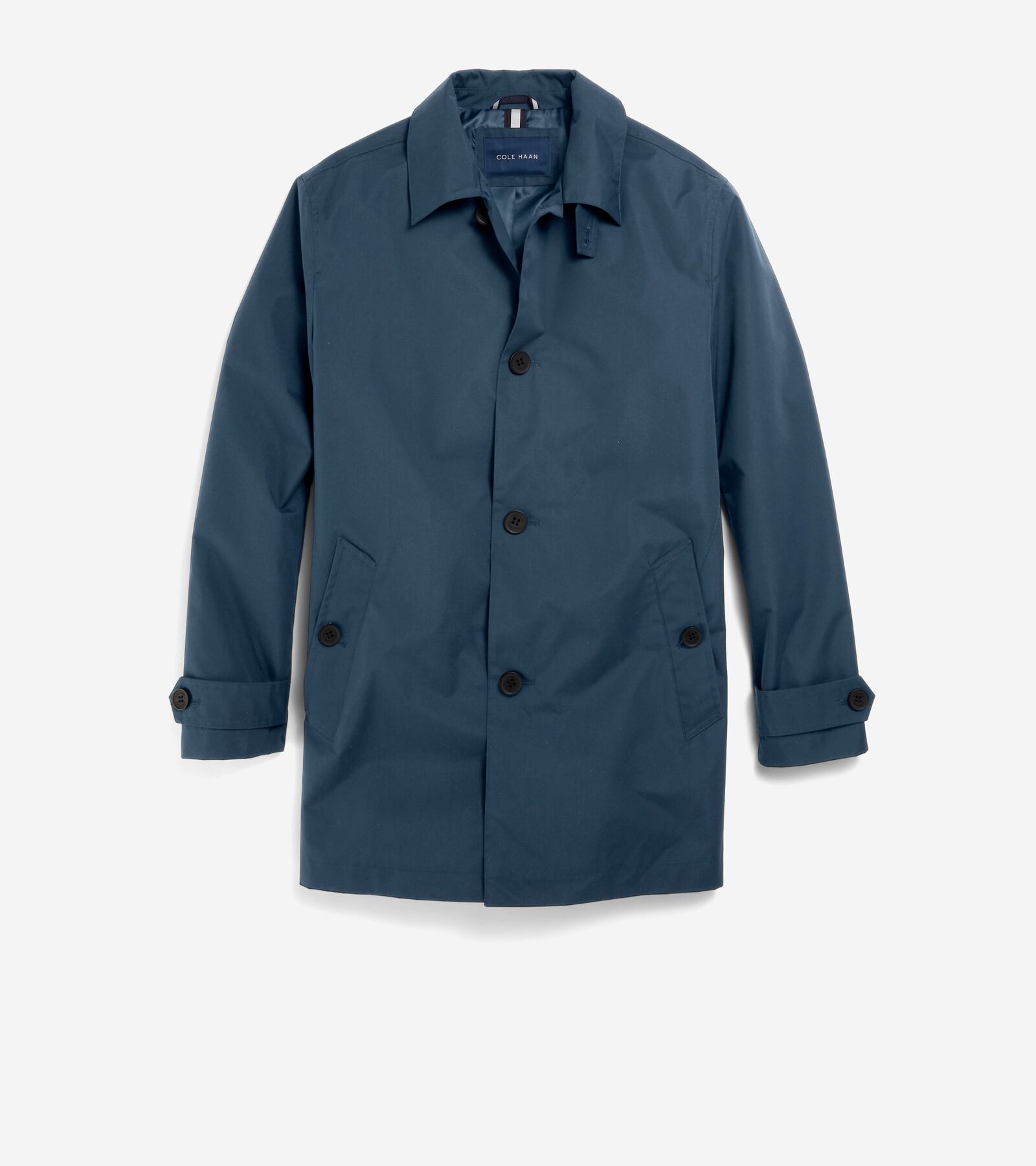 Cole Haan Stand Collar Rain Jacket In Navy