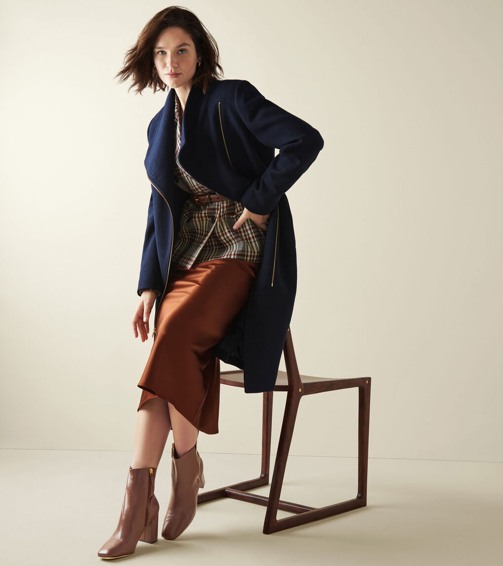 WOMENS Women's Asymmetrical Zipper Wool Coat