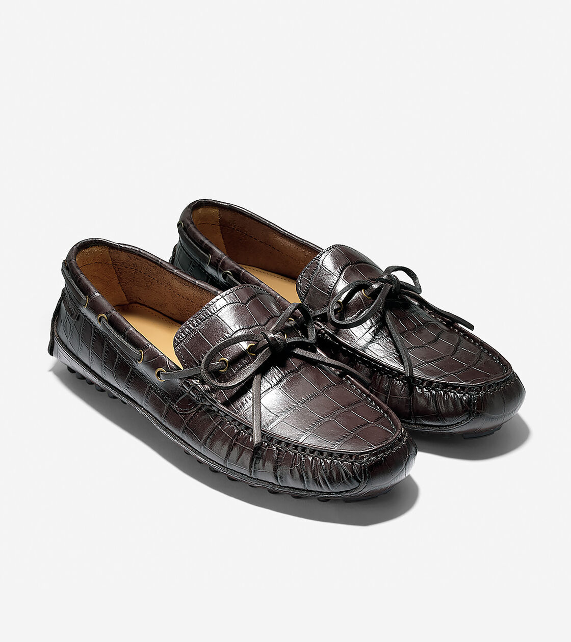 Grant Canoe Camp Moccasins in Chestnut Croc Print | Cole Haan