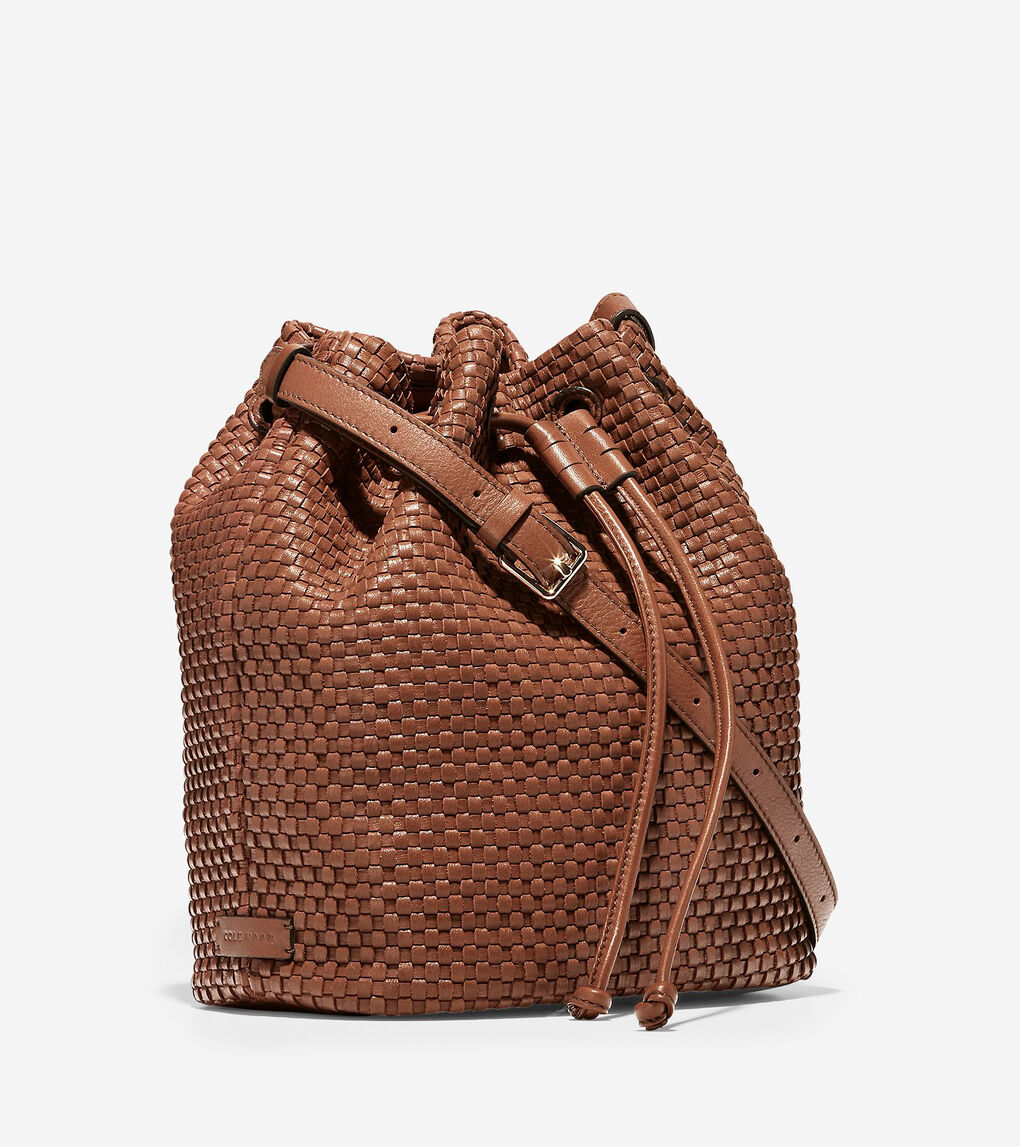 Bethany Woven Drawstring Bucket in Brown | Cole Haan
