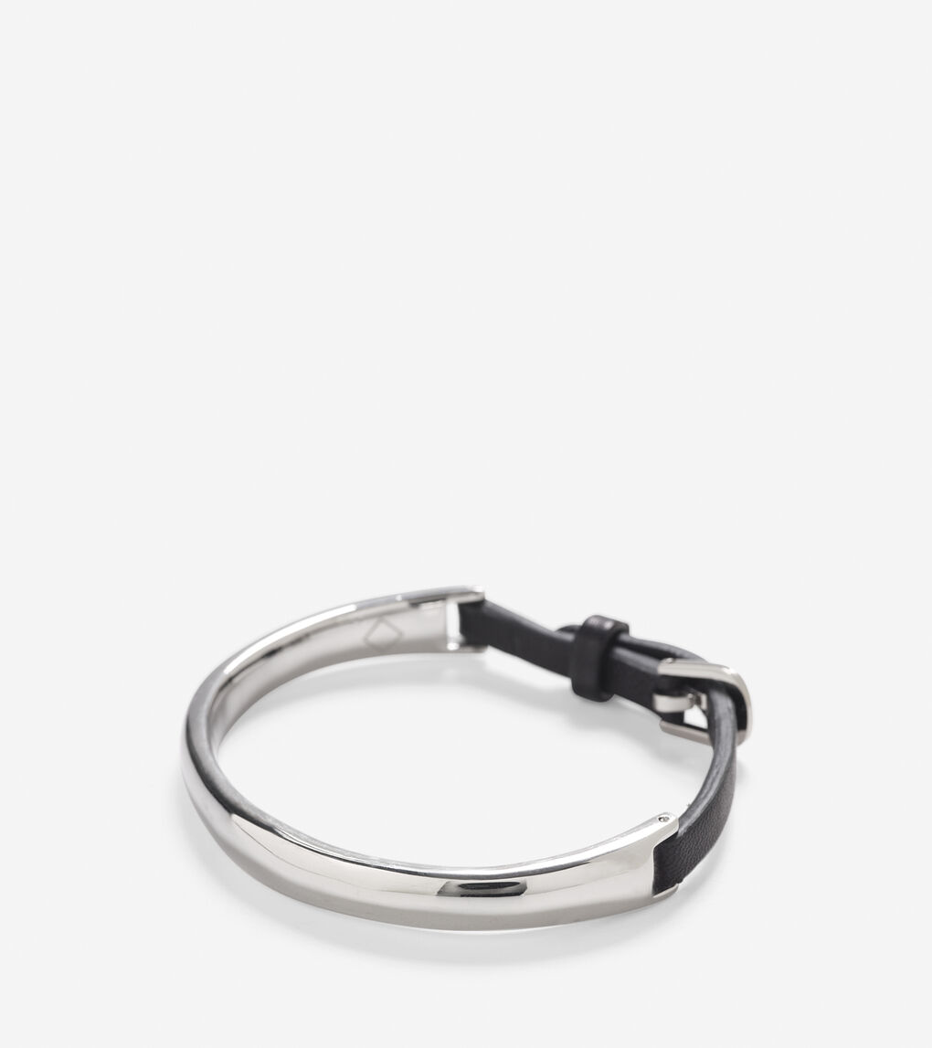 Oval IP Bracelet With Leather