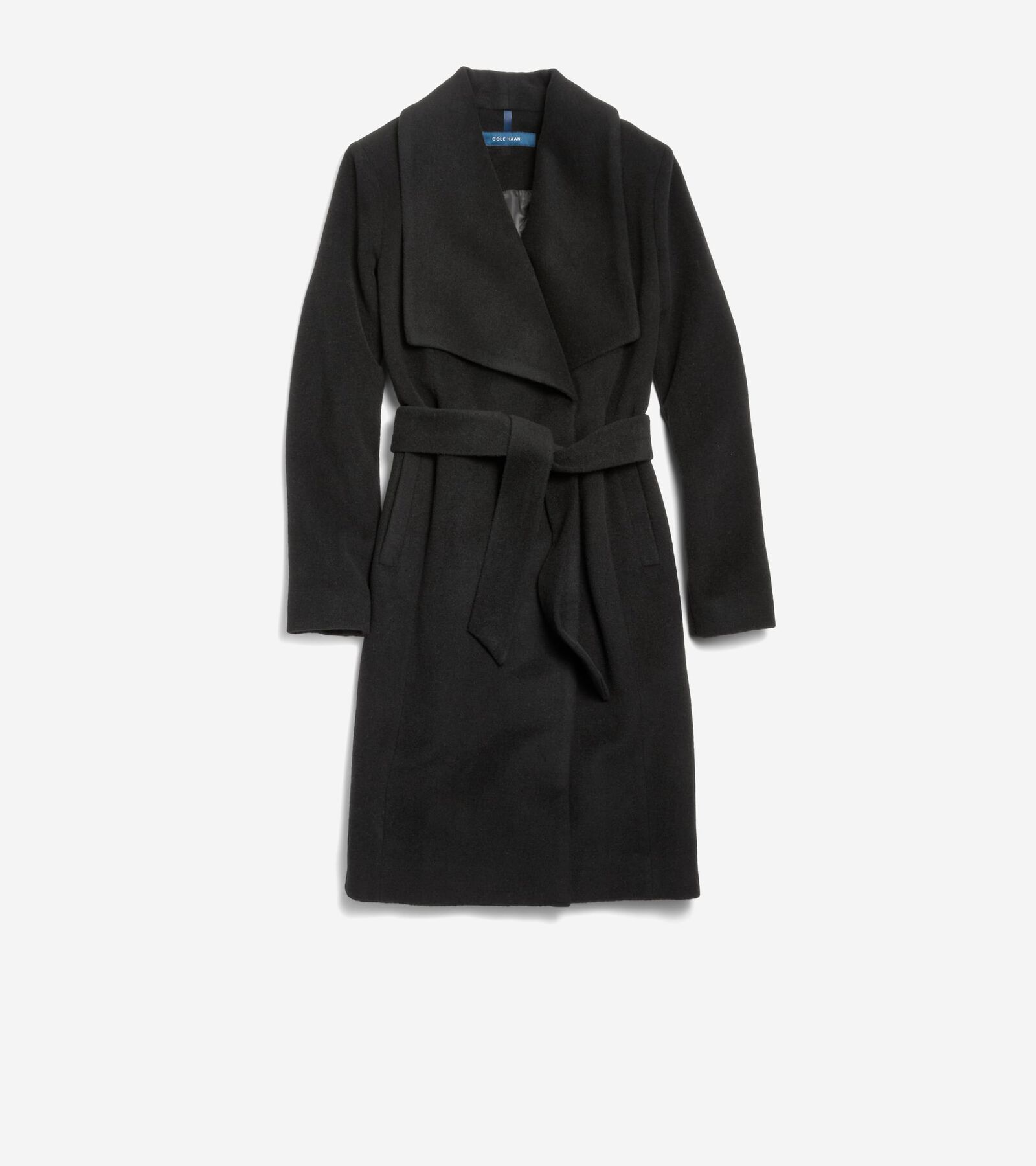Cole Haan Luxe Wool Maxi Wrap Coat In Black
