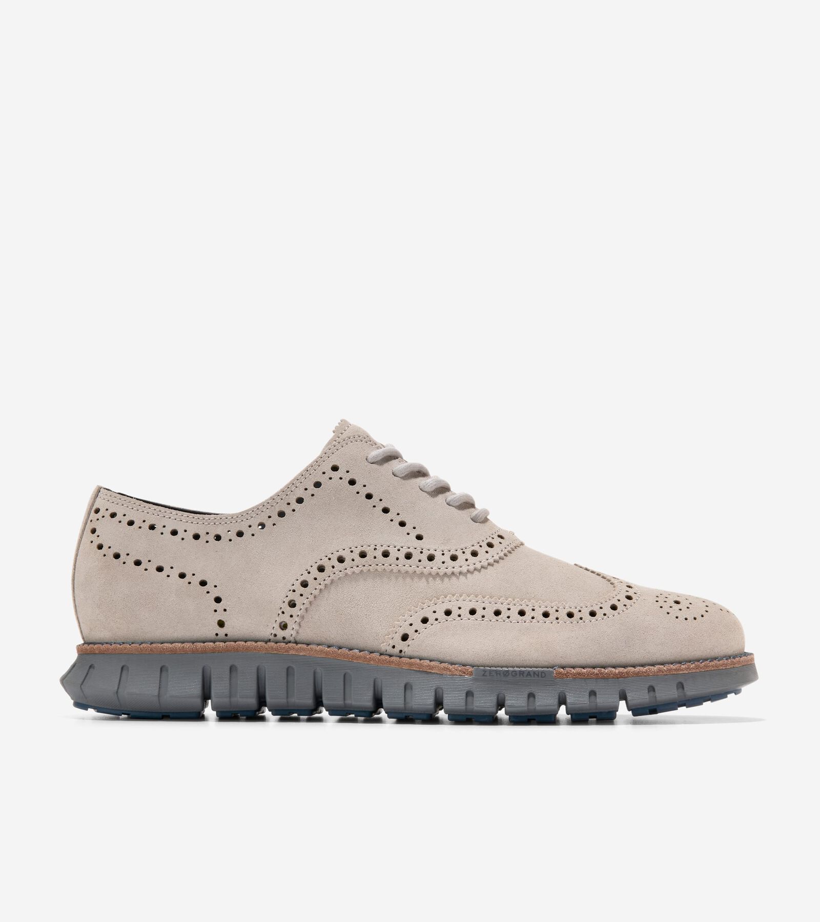 Shop Cole Haan Zerøgrand Remastered Wingtip Ox Unlined In Dove Gray-blue Wing Teal-tornado