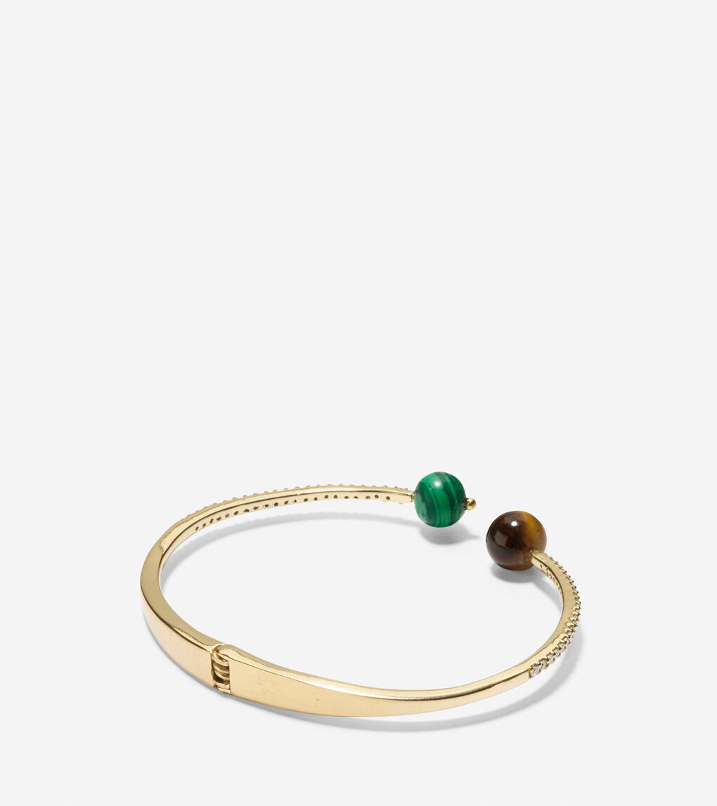 Spring Street Fashion Semi-Precious Stone Hinge Chain Bangle Bracelet