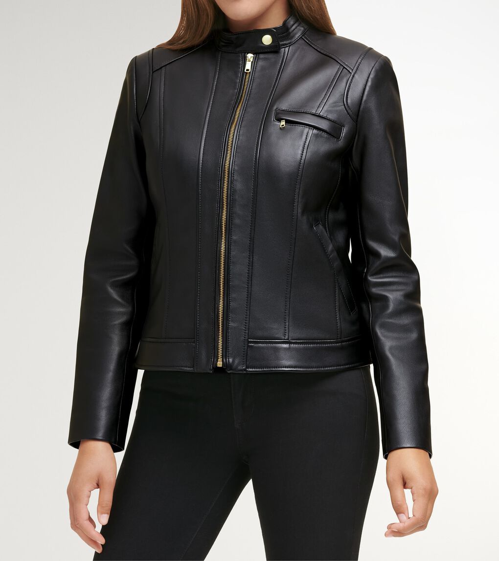 Women's Lambskin Leather Jacket in Black | Cole Haan