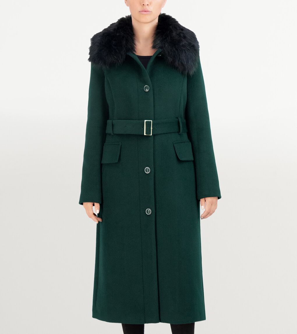 LONG BUTTONUP COAT W REMOVEABLE COLLAR