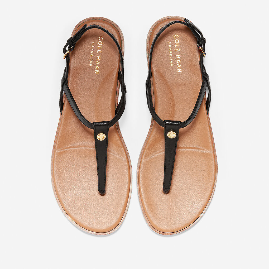 Women's Flora Thong Sandal in Black Leather | Cole Haan