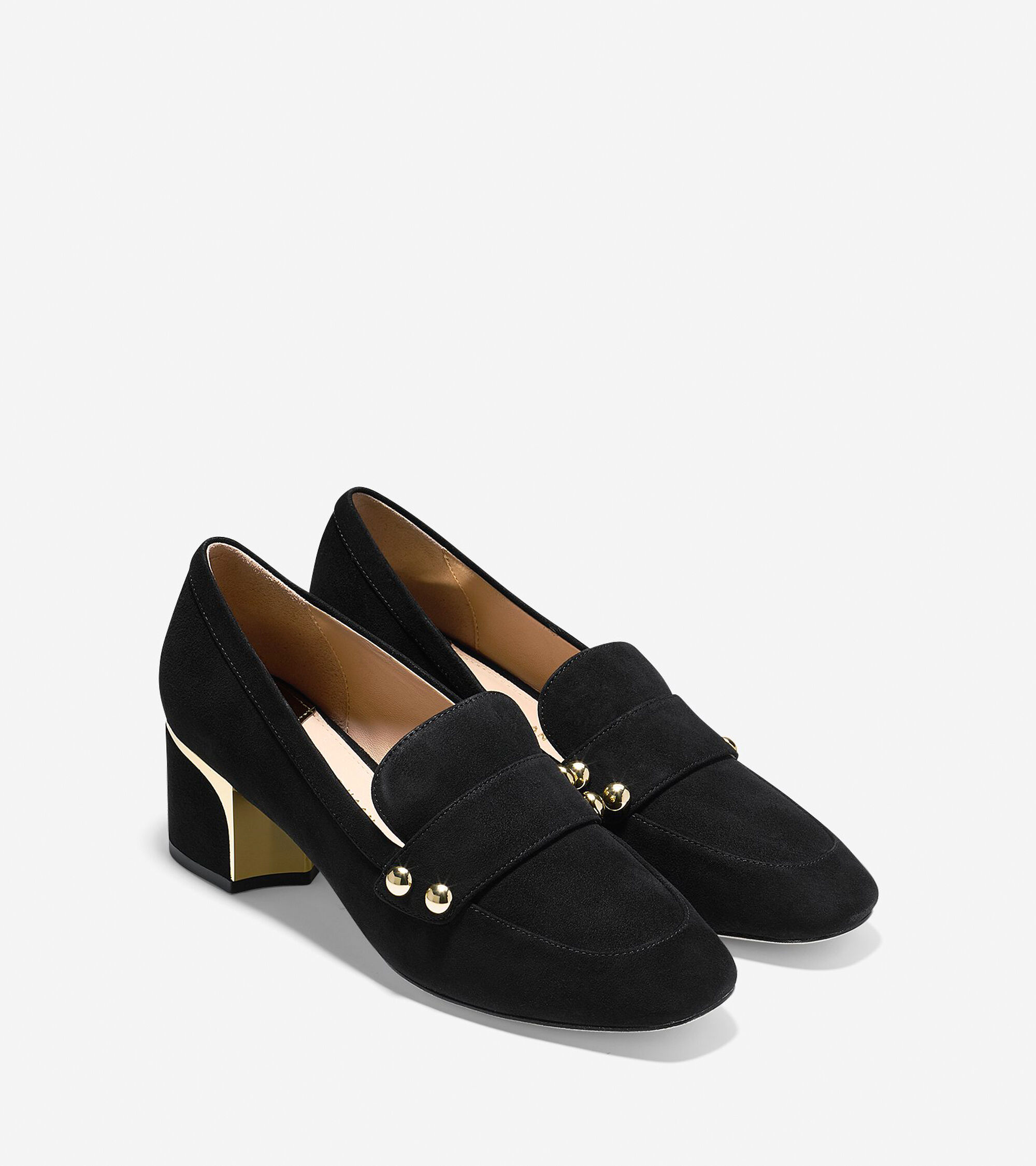 block heel tassel loafers