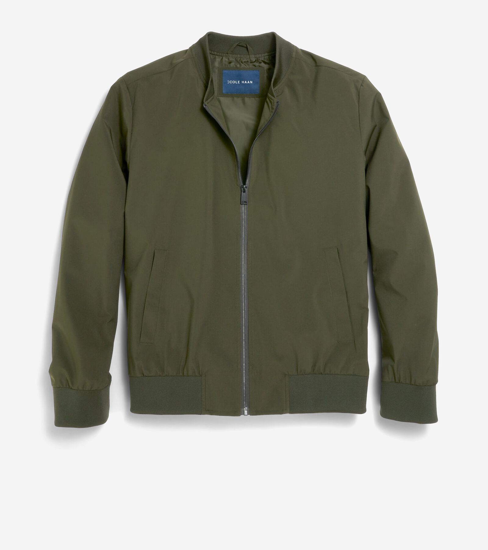 Shop Cole Haan 27" Bomber Jacket In Olive Green