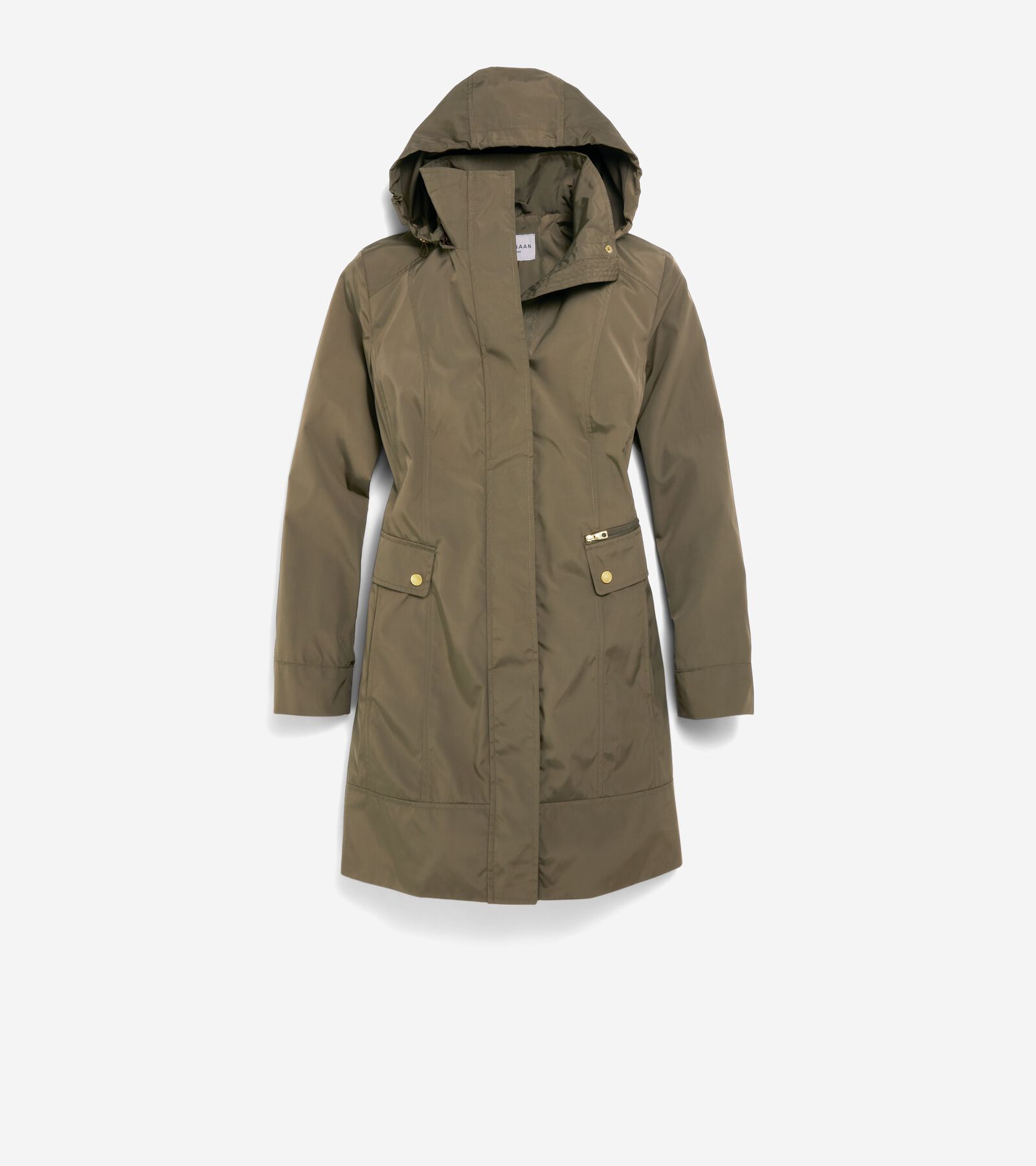 Cole Haan Signature Packable Hooded Rain In Olive Green