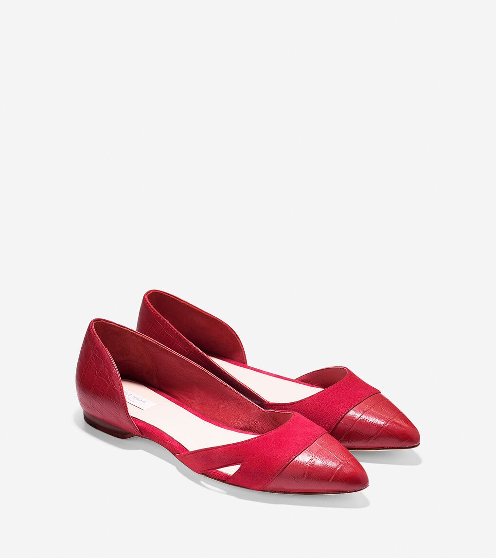 Women's Amalia Cut Out Skimmer in Tango Red Suede | Cole Haan US