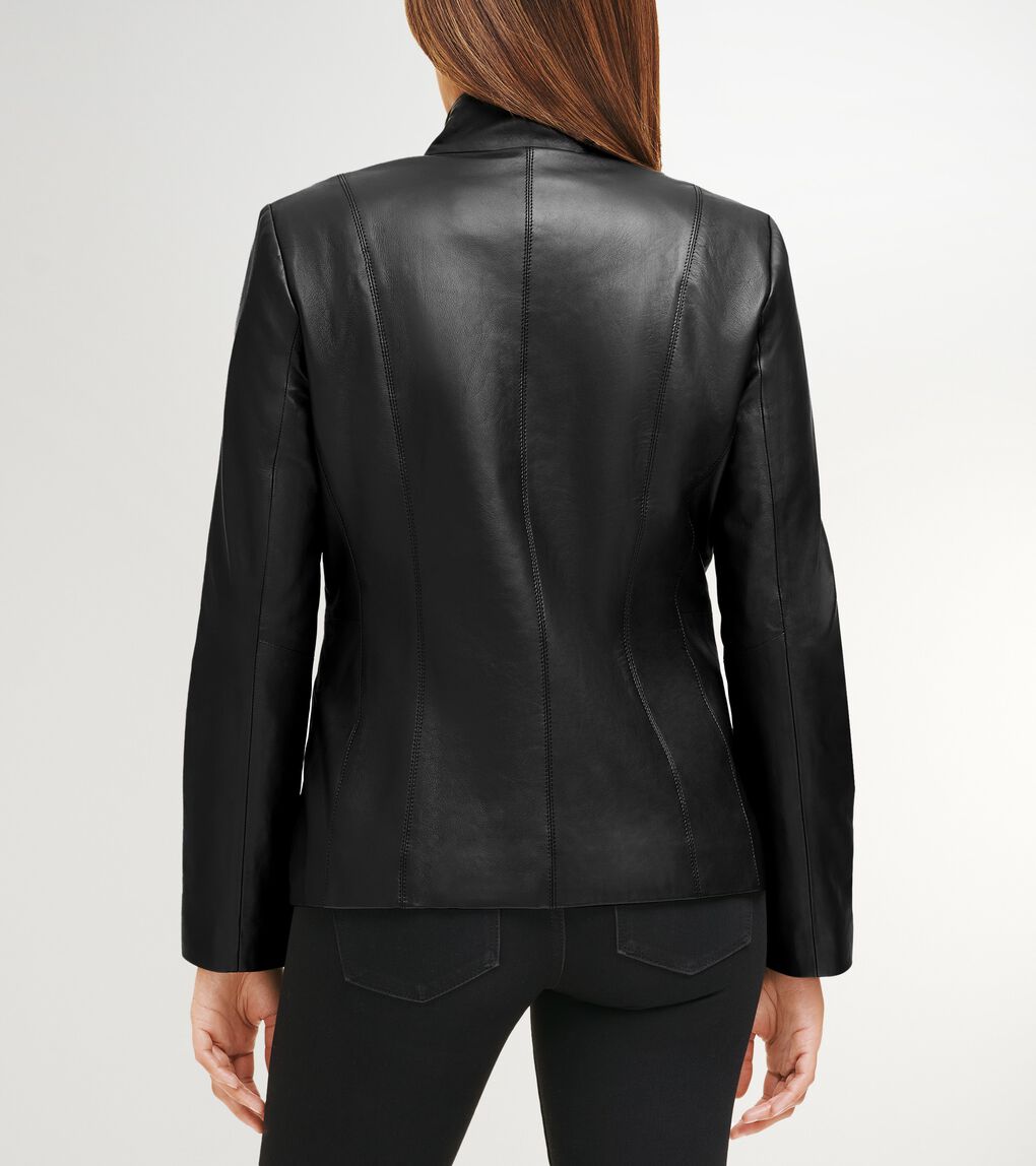 WING COLLAR LEATHER JACKET