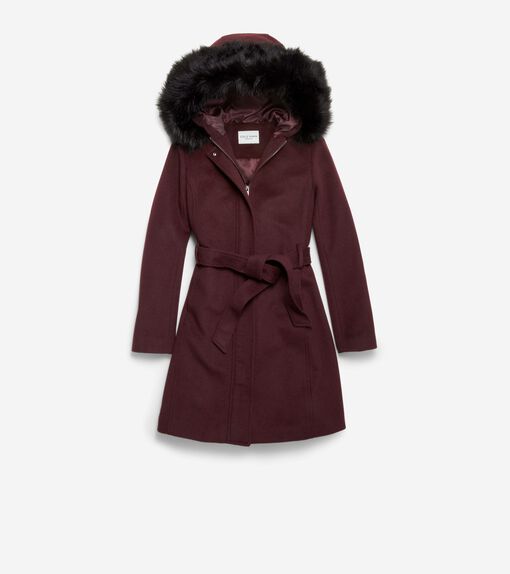 Women's Slick Wool Hooded Coat