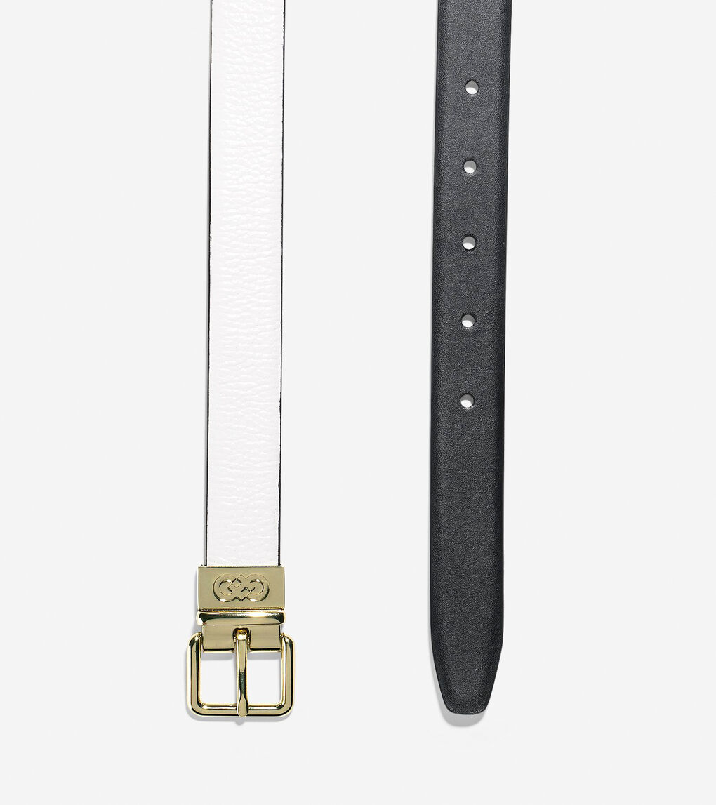 Reversible Pebble Leather Belt in Ivory-Black | Cole Haan