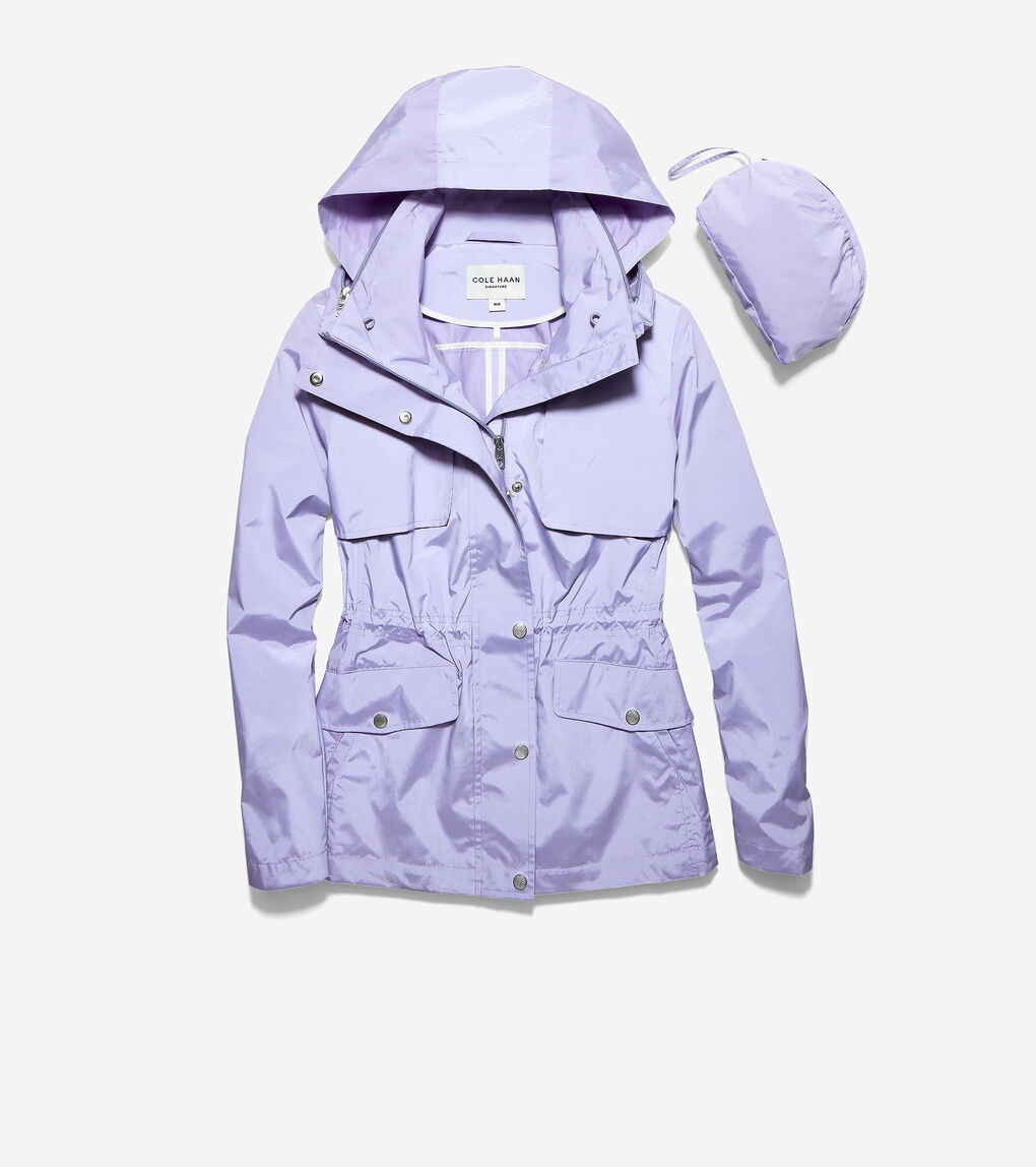 Women's Short Packable Rain Jacket in Lavender Cole Haan