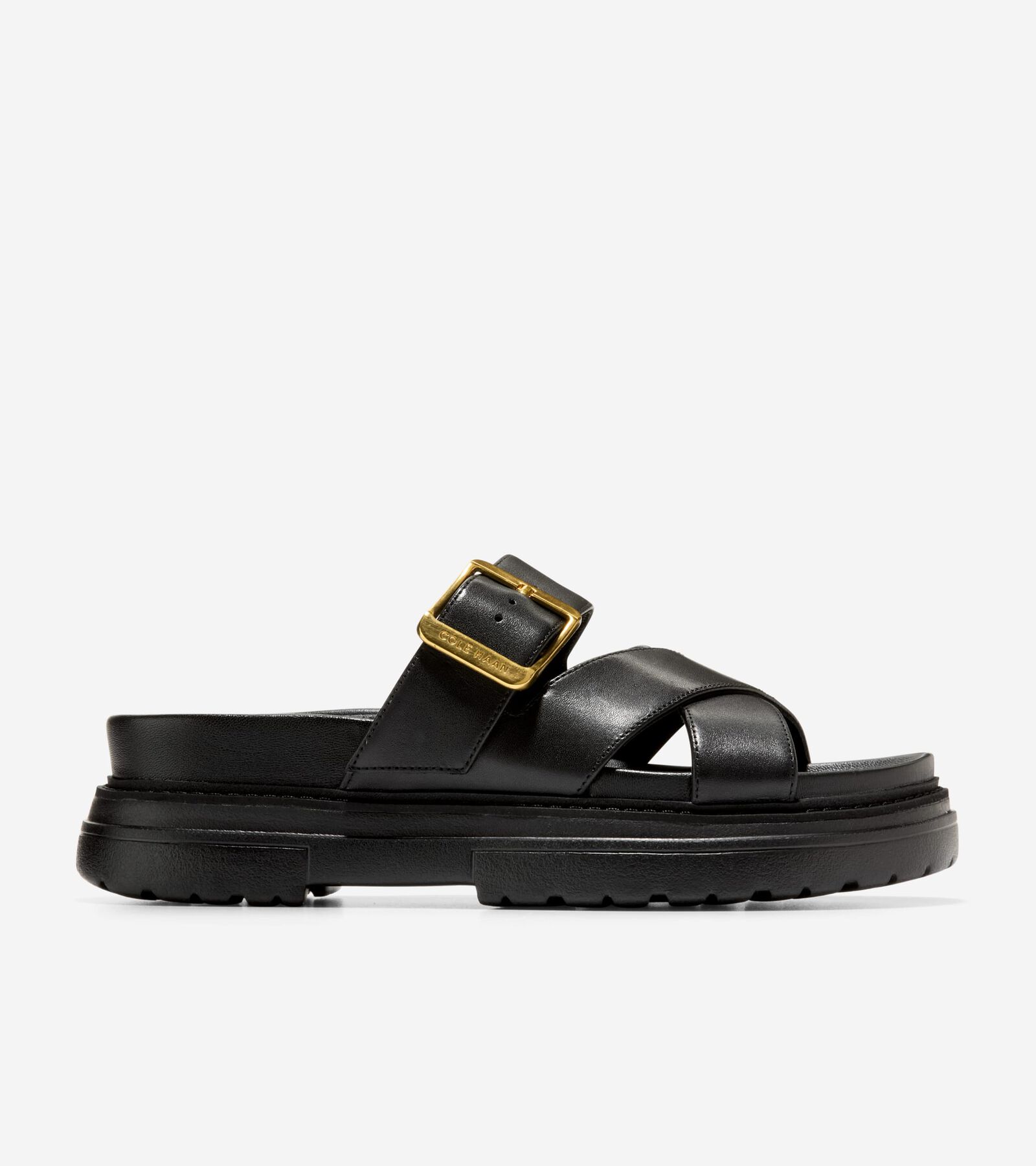 Shop Cole Haan Fraya Slide Sandal In Black Leather