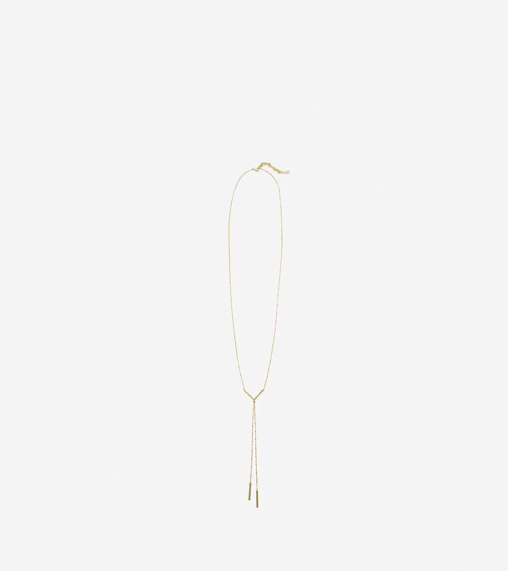 Signature Metal V Double Y Necklace in Gold | Cole Haan