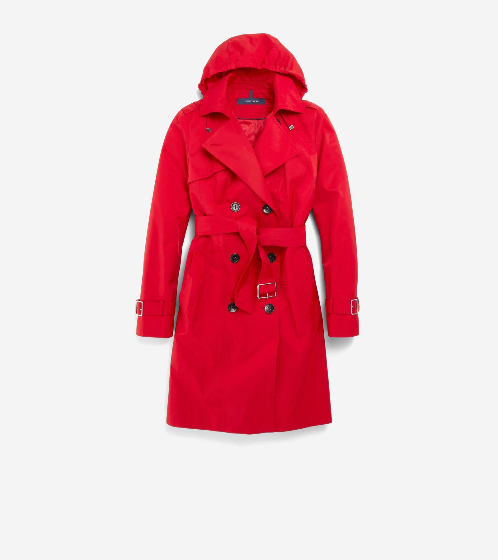 Cole Haan Hooded Trench In Red
