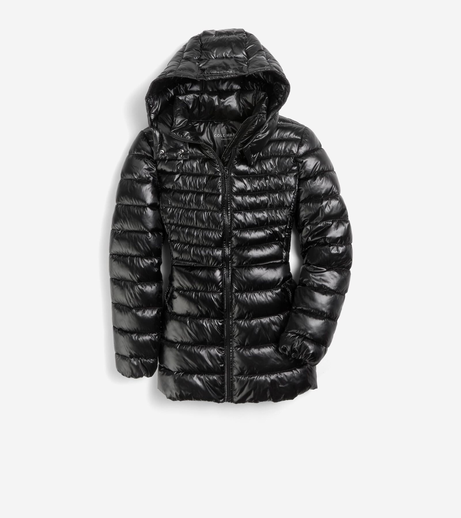 Cole Haan Quilt Pearl Faux Down Jack W Remov Hood In Black