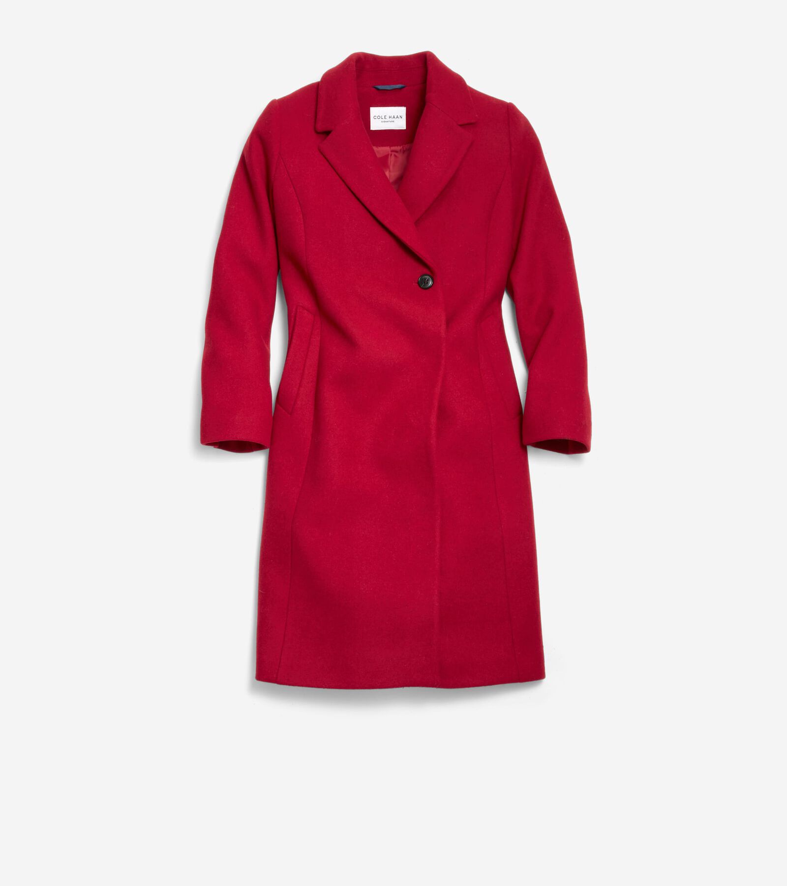 Cole Haan Slick Wool Asymmetric Coat In Red