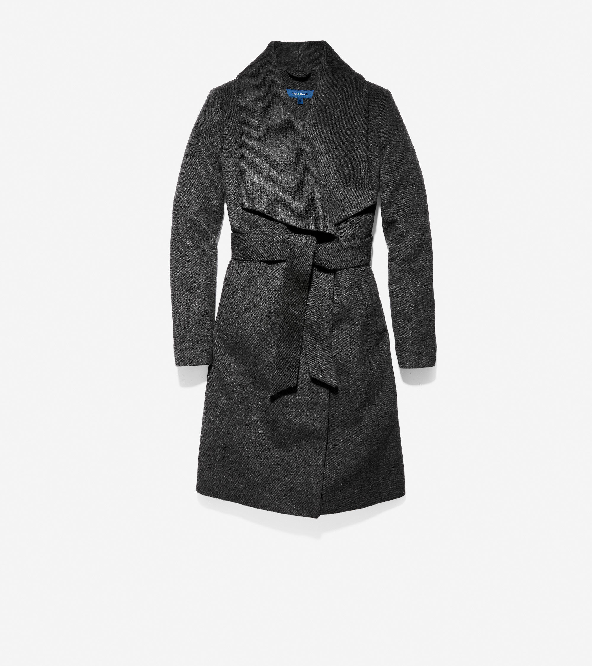 cole haan shawl collar wrap coat