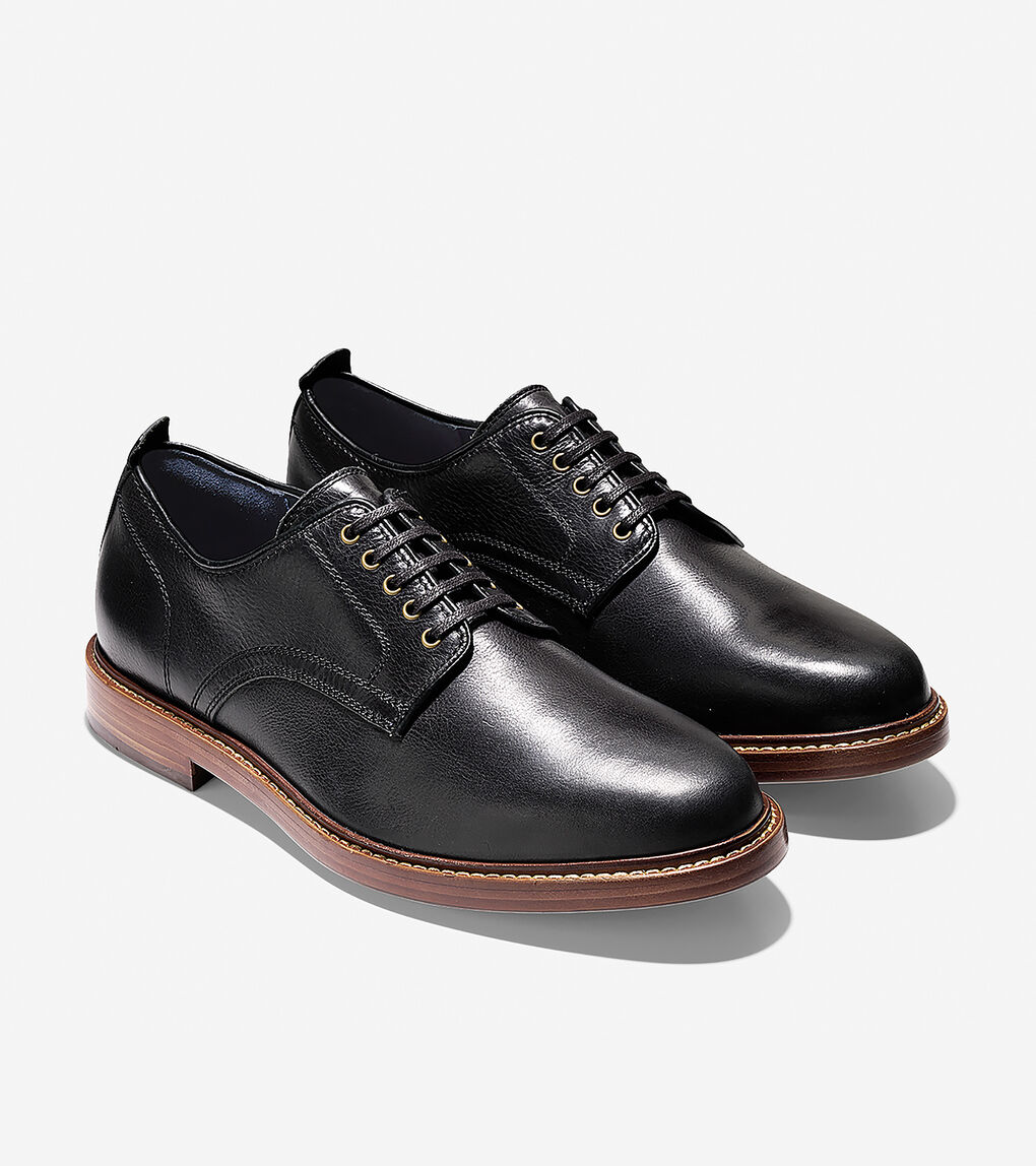 Men's Tyler Grand Plain Toe Oxford in Black Leather | Cole Haan