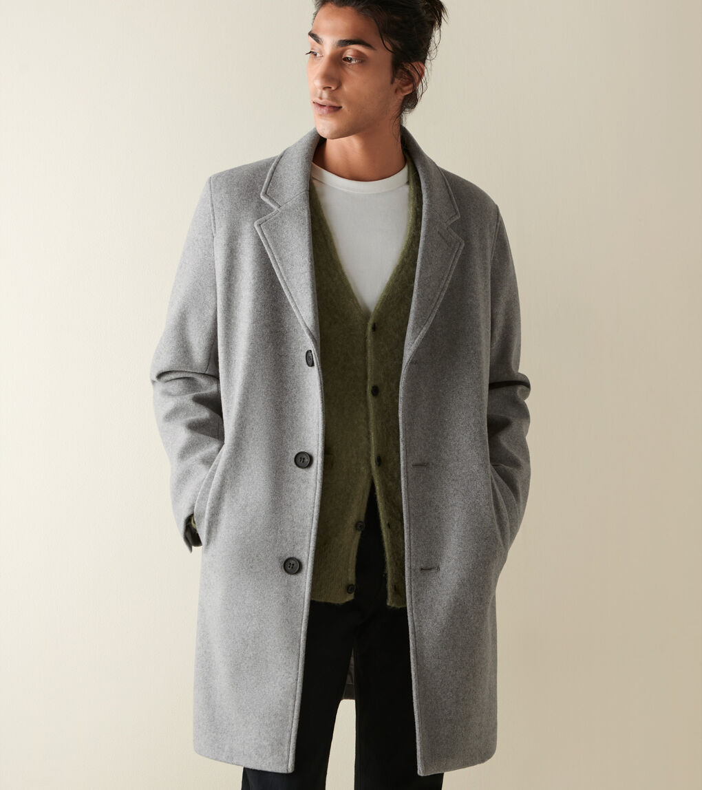 Mens Men's Stretch Wool Top Coat