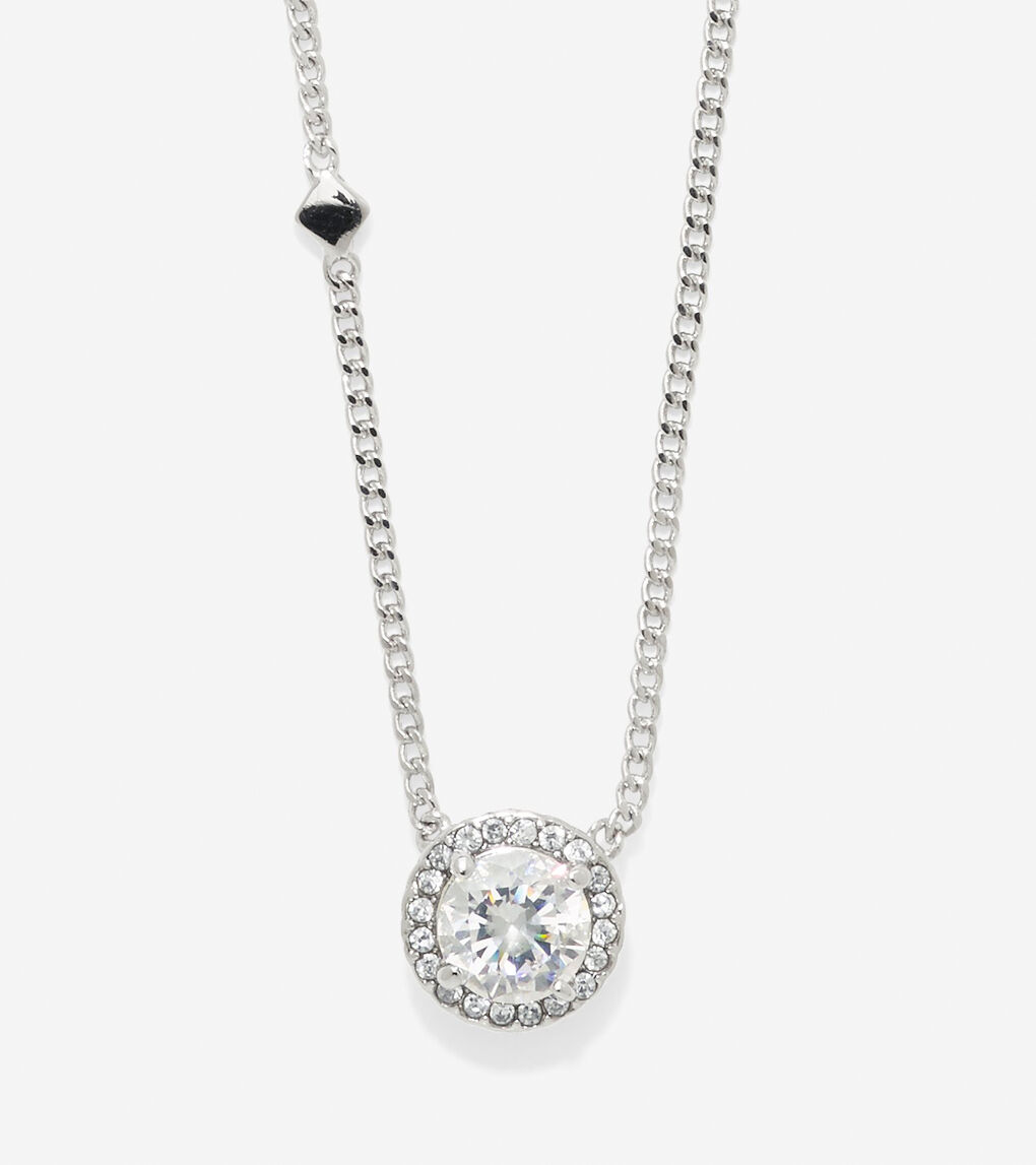 Crown Of Lights Round CZ Halo Necklace
