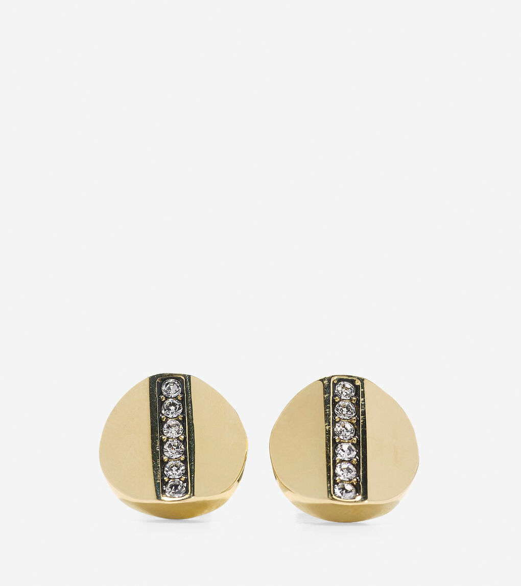 Round Pave Swarovski Bar Stud Earrings