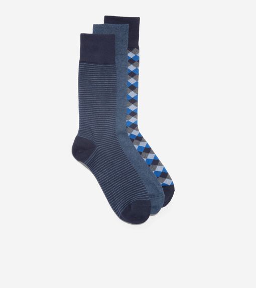 Men's 3-Pack Diamond Dress Socks