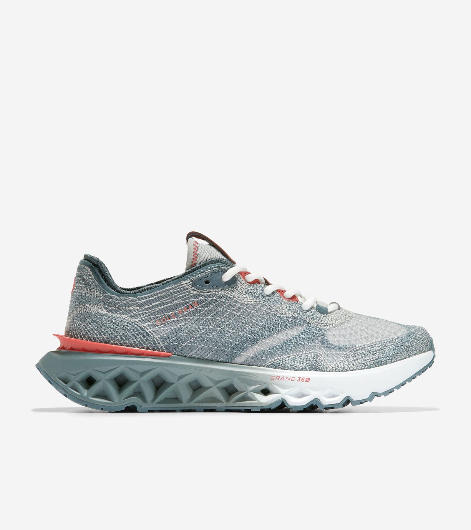 Cole Haan Men's 5.zerøgrand Embrostitch Running Shoes - Grey Size 8.5 In Storm Gray-mineral Red-optic White