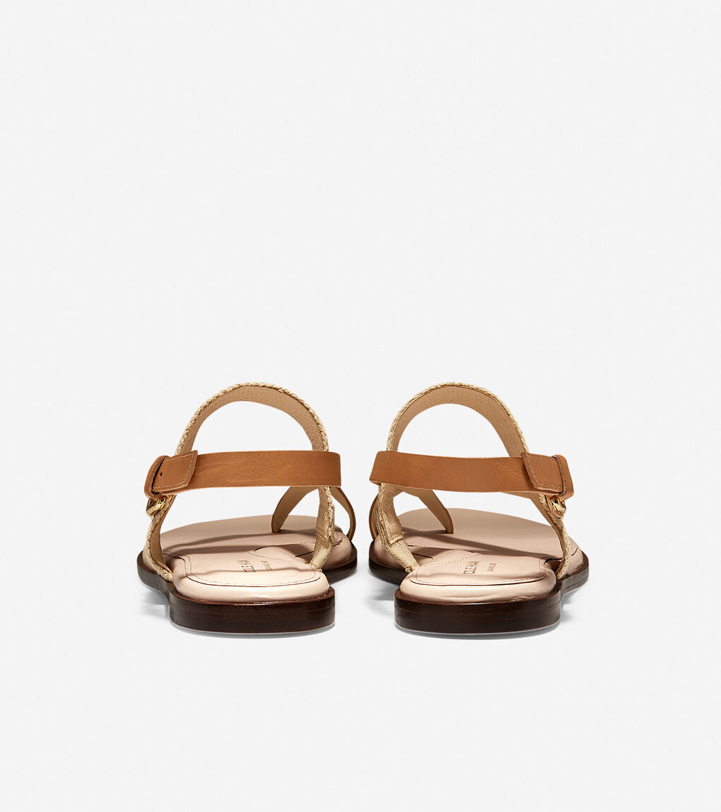 Women's Anica Thong Sandal in Natural Straw-Pecan Leather | Cole Haan