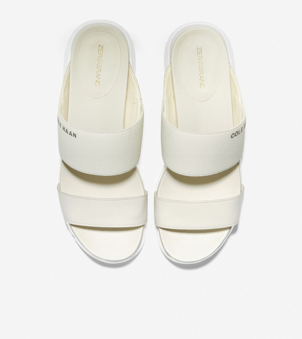 Women's ZERØGRAND Double Band Slide Sandal in Ivory Leather | Cole Haan